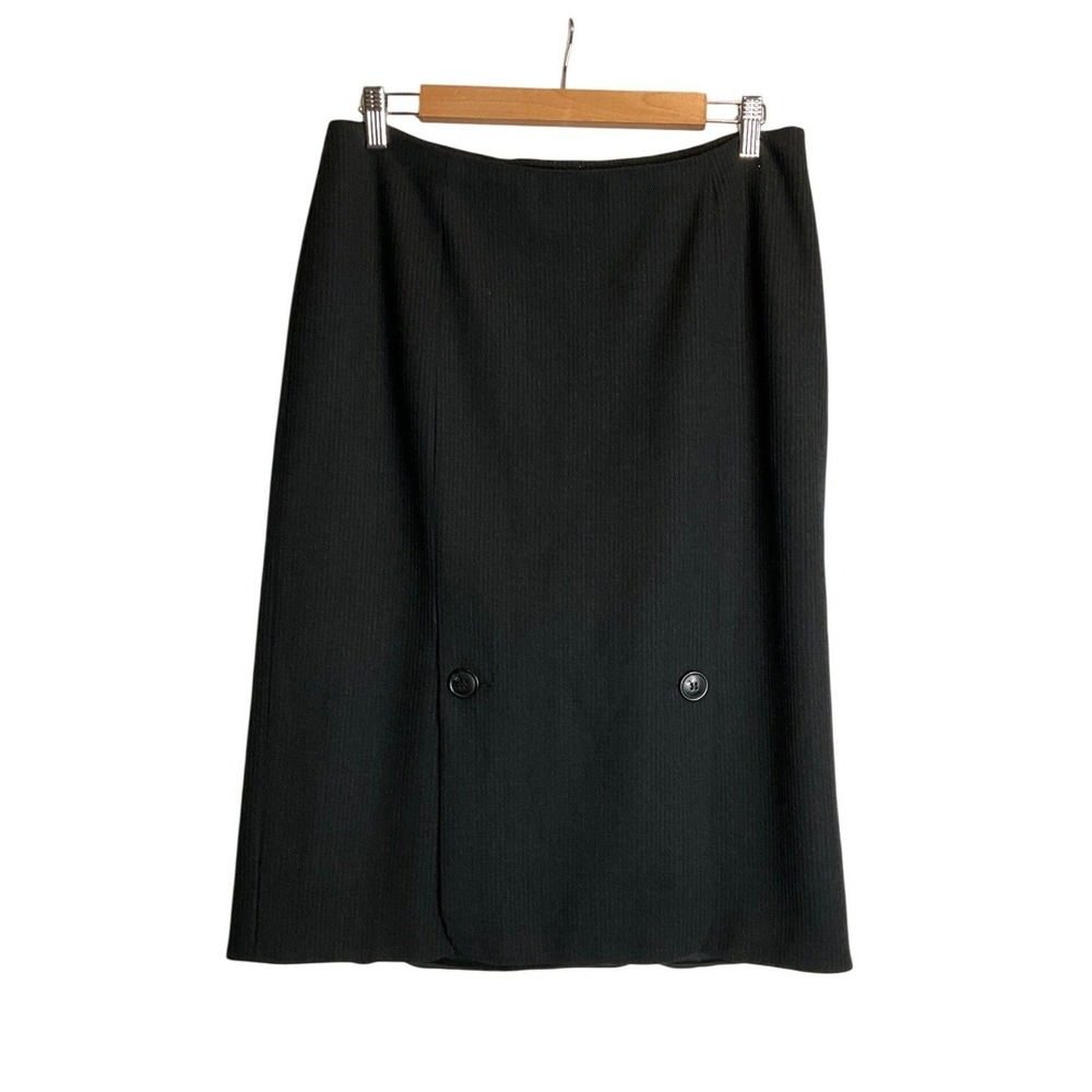 Vintage Jenne Maag Wool Blend Midi Skirt A-line Lined Button Textured Striped  M